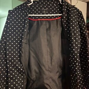 Sandro Black Polka Dot Blazer with Red Trim